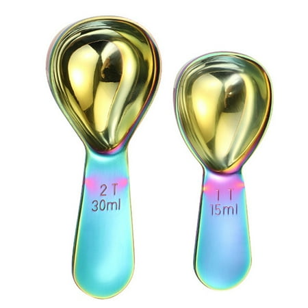 

LINASHI Stainless Steel Coffee Spoon 2pcs 15/30ml Coffee Measuring Spoon Stainless Steel Short Handle Food Grade Scoop for Coffee Powder Milk Powder Liquid