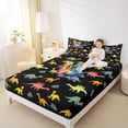 thumbnail image 4 of Manfei Initial Letter V Twin Sheet Sets,Cute Dinosaur Twin Fitted Sheet,Pink Black Flat Sheet For Boys,Breathable Bedroom Decoration,3pcs, 4 of 7