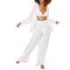thumbnail image 2 of Txlixc Blusa de botón transparente de manga larga y pantalones de piernas anchas para mujeres Txlixc  moda, 2 of 6