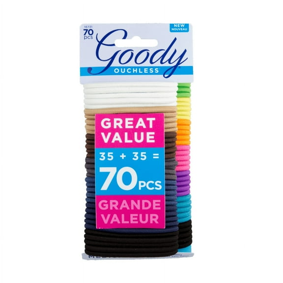Goody Ouchless® No Metal Gentle Elastics, Assorted Colors, 70 Ct