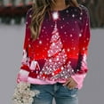 thumbnail image 2 of Chandail en Molleton de Noël pour Femmes Col Rond Pull Chaud Manches Longues Cardigan de Vacances Imprimé Mode Pull Mi-Long, 2 of 4