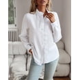 thumbnail image 3 of Womens Button Down Shirt Stand Collar Ruffle Top Striped Long Sleeve Shirts Work Tops for Women Trendy, 3 of 13