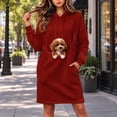 thumbnail image 5 of LWFFDAW Long Pet Pouch Hoodie Dress for Women with Dog Carrier Pockets Oversized Hoodie Fall Winter Loose Casual Hooded Sweatshirt Dress, 5 of 10