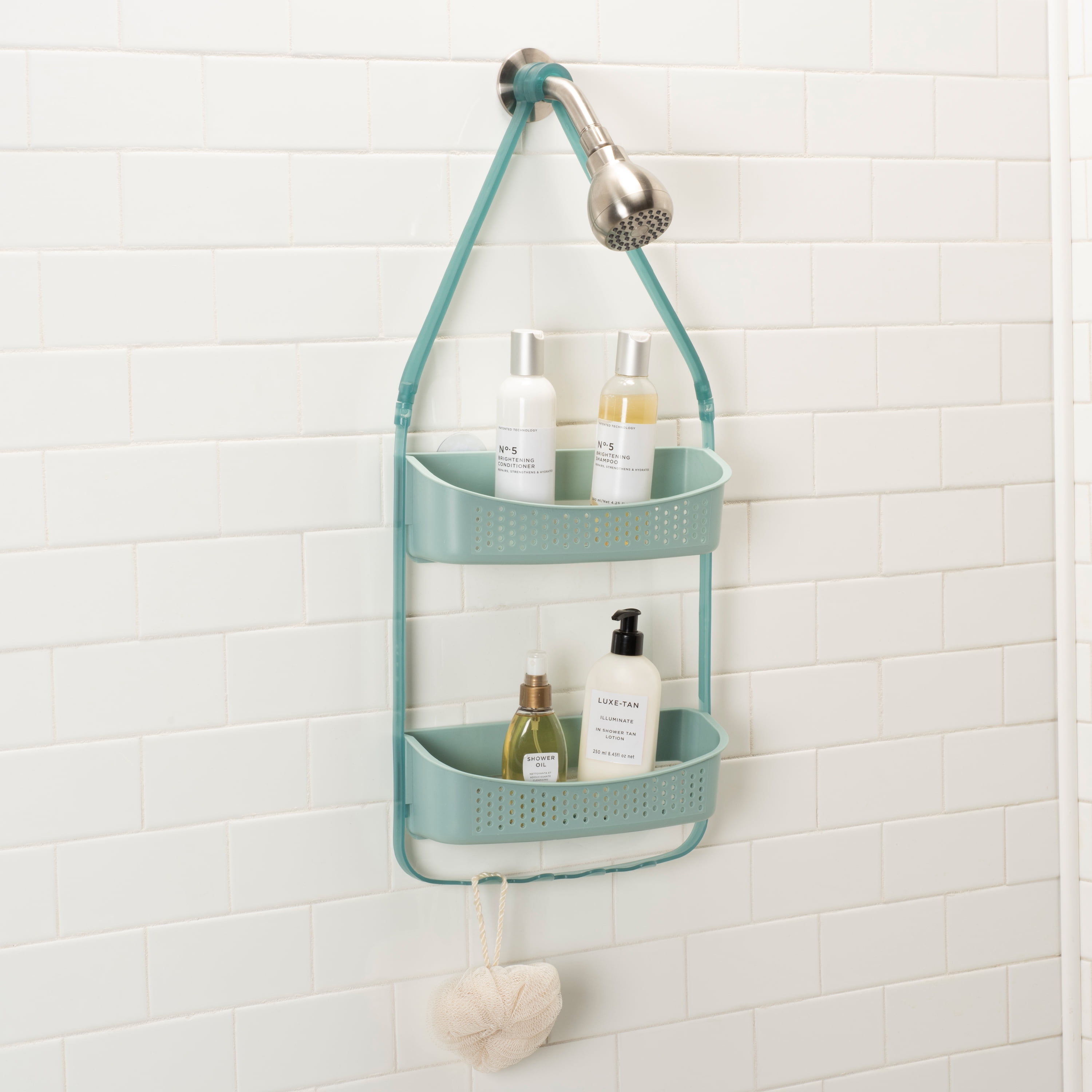 Bath Bliss White Plastic 2-Shelf Hanging Shower Caddy 4.33-in x