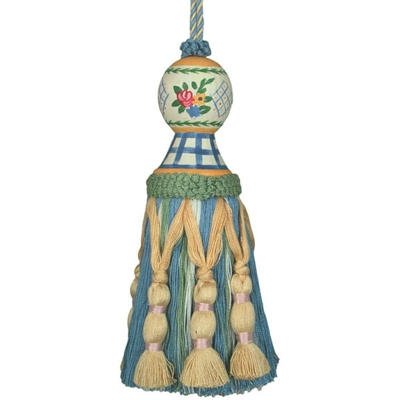 Tassel Blue Carolyn Pair Carved Wooden Head Polyrayon Wood New Hand-Paint JK-397