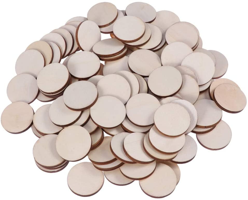 100 Pieces Round Wooden Discs with Holes Birtay Board Tags and 100 Pieces 15K5K6 
