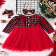 thumbnail image 3 of Ensemble Robe en Tulle à Carreaux de Noël et Bandeau pour Filles Tout-Petits, 3 of 9