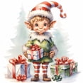 thumbnail image 1 of Pintura de diamante 5D DIY, taladro redondo completo, kit de elfo navideño, decoración del hogar, 30x30cm, 1 of 9