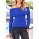 thumbnail image 5 of Suéter PRETTYGARDEN Hombros Descubiertos Azul Pequeño Tejido Acanalado, 5 of 8