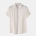 thumbnail image 2 of TAIAOJING Men's Casual Shirts Turn-Down Collar Short Sleeve Button Stripe Beach Print Blouse, 2 of 5