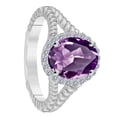 thumbnail image 3 of Mauli Jewels Rings for Women 1.45 Carat Diamond And Oval Shape Amethyst Ring 4 Prong 10KWG, 3 of 6