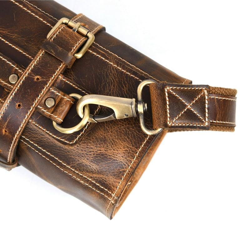 Aaron Leather Goods Leather Chef Roll Bag Tan Large Size with