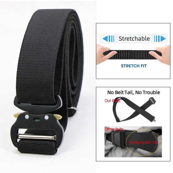 Dutrong Belt for Men with Stretch,1.5" Elastic Nylon High Quality Strap, Hiking Rigger Work l Belt with Heavy Duty Quick Release Buckle