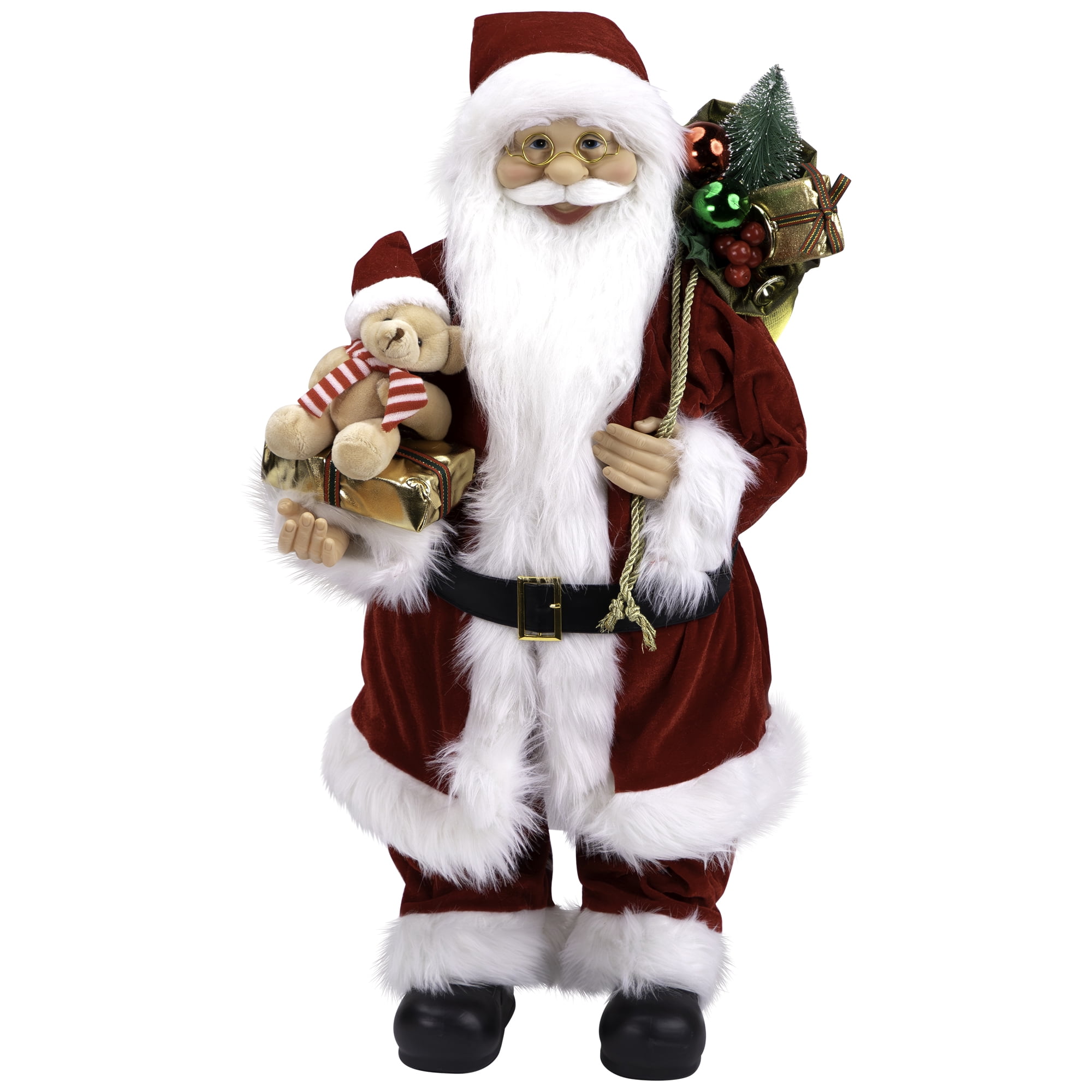 Northlight Standing Santa Claus with Teddy Bear Christmas Figure