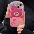 thumbnail image 1 of Funda de silicona con dibujos animados en 3D de oso rosa para iPhone 13 Pro Max, funda trasera suave y bonita, 1 of 5