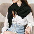 thumbnail image 5 of HNMKIU Women Fashion Solid Hollow Out Buckle Big Triangle Cape Cloak Warm Decorative Scarf Split Style Black,One Size, 5 of 7