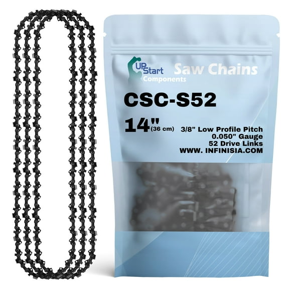3-Pack 14-inch Chainsaw Chain Replacement for Allis Chalmers 75 Chainsaws - S52 (14", 3/8" Low Profile Pitch, 0.050" Gauge, 52 Drive Links)