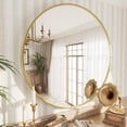 thumbnail image 2 of GODCHAR 32 inch Round Wall Mirror, Brushed Aluminum Frame Shatterproof Vanity Mirror, 2 of 7