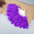 thumbnail image 2 of Abanico de plumas para mujer, accesorios de baile elegantes para niños, plegado manual, boda, color púrpura, 1 ud., 2 of 2