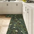 thumbnail image 2 of Black Green Botanical Kitchen Rugs Set of 2 Plant Leaf Anti-Fatigue Kitchen Mat Natural Comfort Standing Waterproof PVC Mats 2/5" Thick Leather Carpet for Laundry Office Sink(17.3" x28" + 17.3" x 47"), 2 of 6