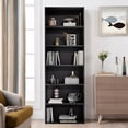 thumbnail image 3 of Exnote 71" Tall 6-Tier Bookshelf, Large Open Storage Bookcase, Freestanding Display Shelf for Living Room, Bedroom or Home Office, Black, 3 of 10
