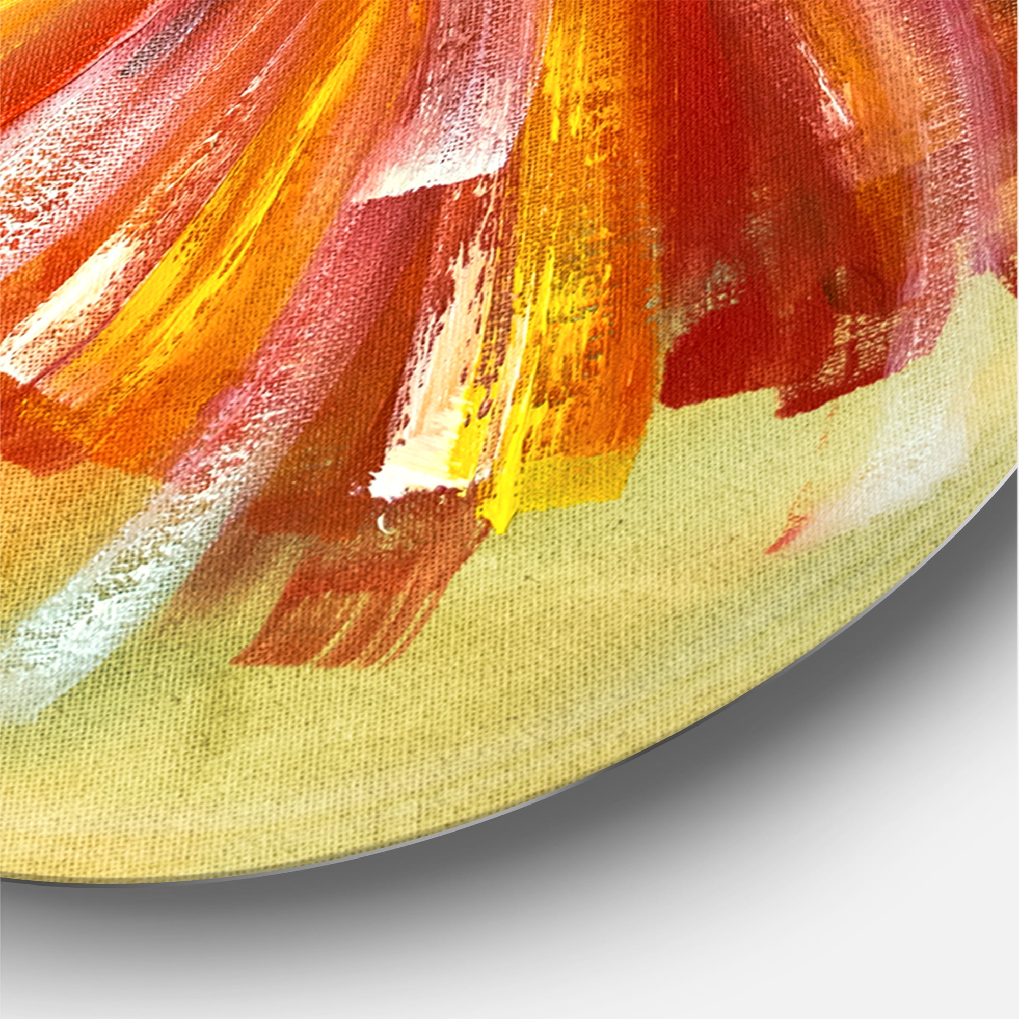 Designart 'Warm Coloured Flamenco Woman Dancer' Modern Circle Metal Wall Art 36x36 - Disc of 36