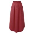 thumbnail image 4 of Falda larga para mujer, cintura elástica, dobladillo dividido, bolsillos, suave, suelta, sólida, has Abanopi Rojo/4X-grande, 4 of 7