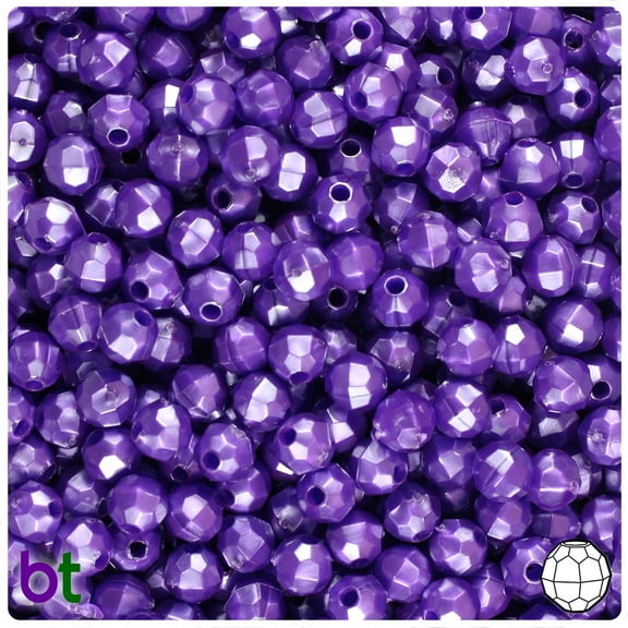 BeadTin Dark Purple Pearl 6mm Faceted Round Plastic Beads (600pcs)