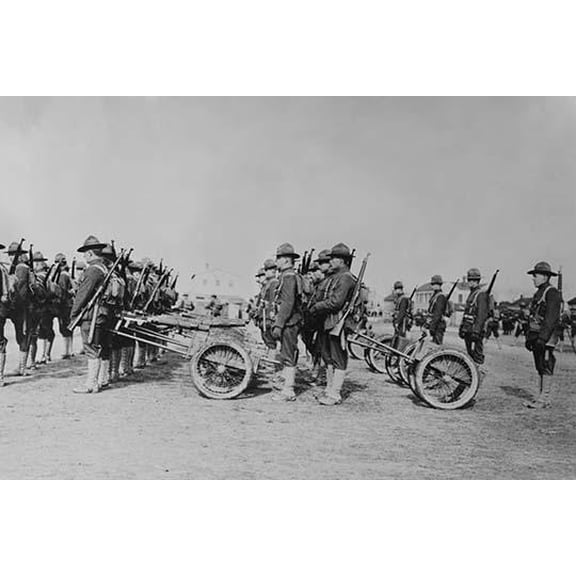 Detachment of a weapons Platoon of a Marine Machine Gun unit parades-Fine art canvas print (20" x 30")