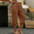 thumbnail image 5 of Horkkom Capris for Women with Pockets Solid Color Elastic Waist Pants Casual Loose Comfy Capri Pants XL, 5 of 10