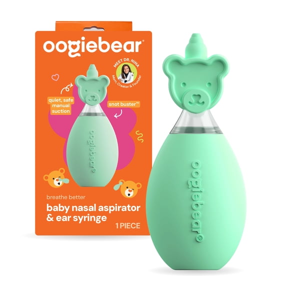Oogiebear Nose Bulb Aspirator for Newborns – BPA-Free, Latex-Free Nasal Congestion Relief Tool, Mint Green
