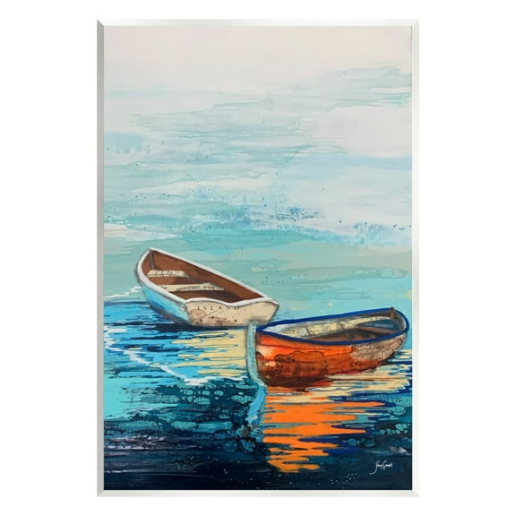 Stupell Industries Quiet Boats Drifting Vivid Ocean Surface Reflection Painting Unframed Art Print Wall Art, Design by Stacy Gresell
