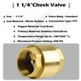11/4" NPT Brass Check Valve Female Pipe Thread FPT Fl ow Well Pump 200
