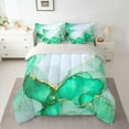 thumbnail image 2 of Manfei Green Marble Bedding Comforter Set 7-Piece, Abstract Watercolor Art Full Bedding Set, Marbling Stone Pattern Fitted Sheet Flat Sheet, Ultra Soft Home Decor, 2 of 8