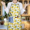 thumbnail image 6 of Yellow Lemon Fruit Slices White Pattern Apron-Garden Aprons for Women with Pockets-Cotton Linen Waterproof Kitchen Cooking Gardening Aprons Adjustable for Kitchen,Cooking,BBQ and Salon 33x27 Inch, 6 of 7