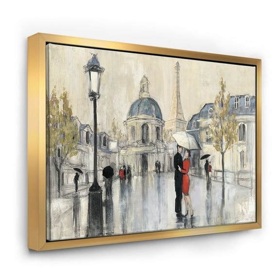 Designart ' Love in Paris I ' Romantic French Country Framed Canvas