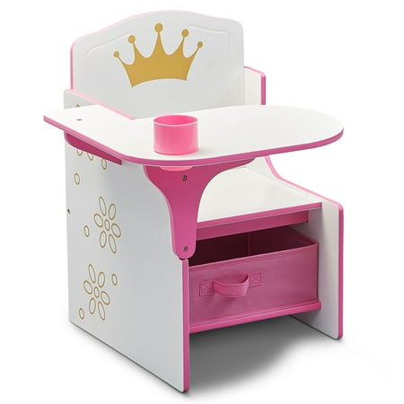 Delta Children Princess Crown Task Chair Desk with Storage Bin, Greenguard Gold Certified
