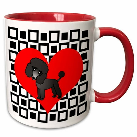 

3dRose I Love Dogs Black Poodle - Two Tone Red Mug 11-ounce