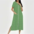 thumbnail image 2 of FRSASU Women's Long Knitted Bathrobe Casual Zipper up Comfortable Full Length Polka Dot Print Homewear Sleepshirts with Pocket Army Green, 2 of 7