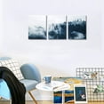 thumbnail image 5 of Indigo Misty Forests Wall Pictures for Bedroom Modern 3 Pieces Canvas Wall Art Mountain Forest in Fog Navy Blue Wall Decor Canvas Art Evergreen Coniferous Trees Gallery Wrapped 12x16inches x3pcs, 5 of 6