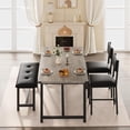 thumbnail image 2 of Dining Table Set for 4, Kitchen Table with 2 Upholstered Chairs and Bench, Wood Kitchen Dining Room Set, for Small Space, Apartment, Home, Kitchen, Retro Gray, 2 of 7