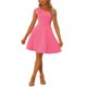 thumbnail image 2 of INSPIRE CHIC Vestido de Mujer con Lazo de Un Hombro Sin Mangas A-Line con Falda Acampanada y Bolsillos S Rosa Brillante, 2 of 6