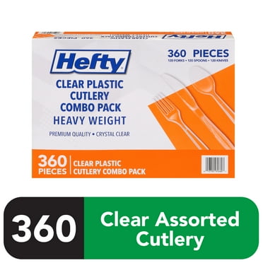 Hefty Clear Plastic Disposable Cutlery Combo Pack, 360 Count