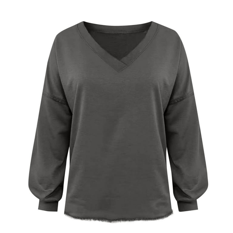 Womens Oversized Sweatshirt no Hood, V-Neck, Solid Color