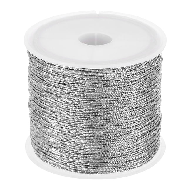 Cordón Metálico Uxcell 55m/60yardas, 1 Rollo 0.4mm Diámetro Hilo de Adorno, Plateado