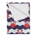 thumbnail image 2 of Crabs Soft Flannel Fleece Throw Blanket, Nautical Maritime Theme Crabs on Striped Background Illustration Print, Cozy Plush for Indoor and Outdoor Use, 60" x 80", Red and Navy Blue, by Ambesonne, 2 of 5