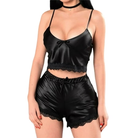 

MissiMae Women s 2 Piece Lounge Set Pajama Set Sleeveless V Neck Cami Tops Lace Trim Drawstring Shorts Sleepwear Sets