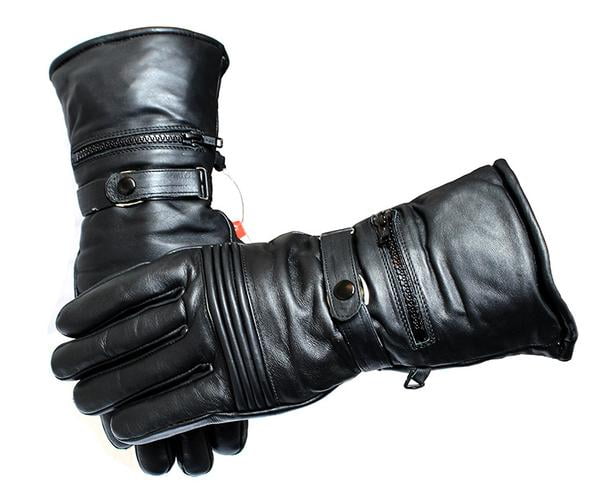 Milwaukee Leather-MG7570-Mens Reflective Skull Premium Leather Short Wrist Gel Palm Driving Gloves Small Black