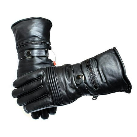 Perrini Motorcycle Leather Winter Gloves Cowhide Heavy Duty Lined w/ Pockets