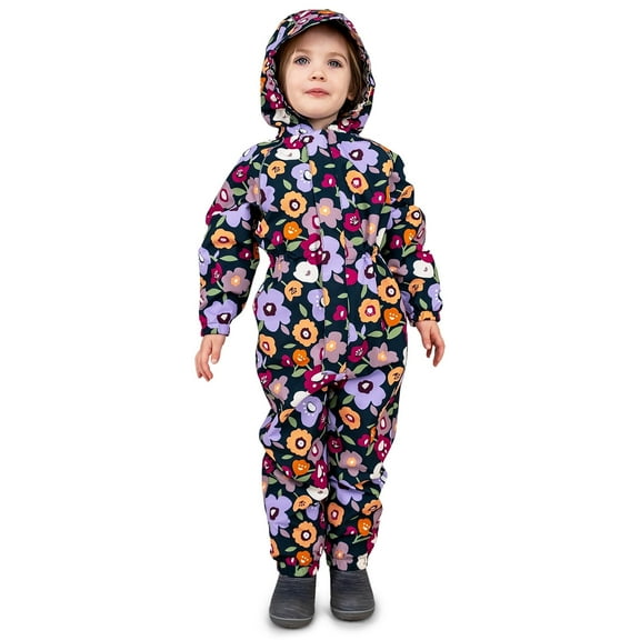 JAN & JUL Baby Rain Suit for Girls with Light-Weight Lining (Puddle-Dry: Winter Flowers, Size: 1T)